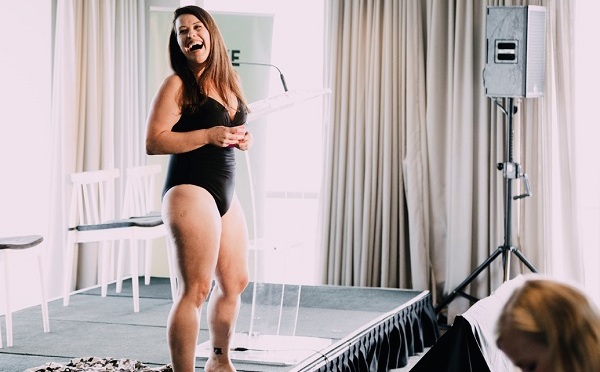 Why BKindred founder Penny Locaso wore nothing but a swimsuit while delivering a professional keynote presentation