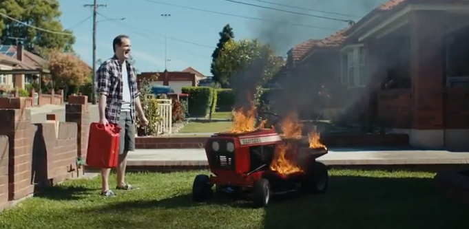 Advertising watchdog bans amaysim ad showing lawn mower set on fire