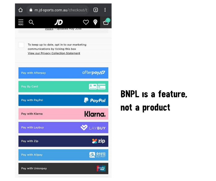 Afterpay feature not product