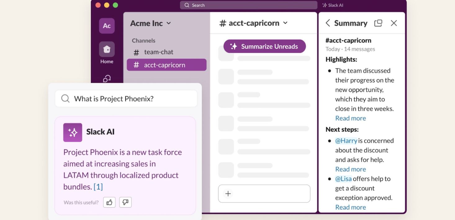 Slack just announced new Gen AI features, including channel recaps and thread summaries